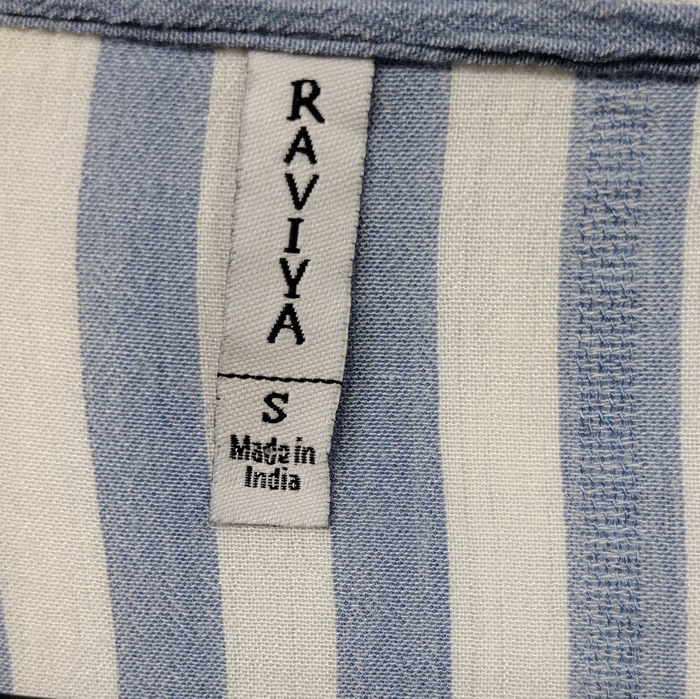 Raviya Stripped Tunic Shirt Women's S White Blue Boho Retro Casual Comfy - Picture 10 of 11